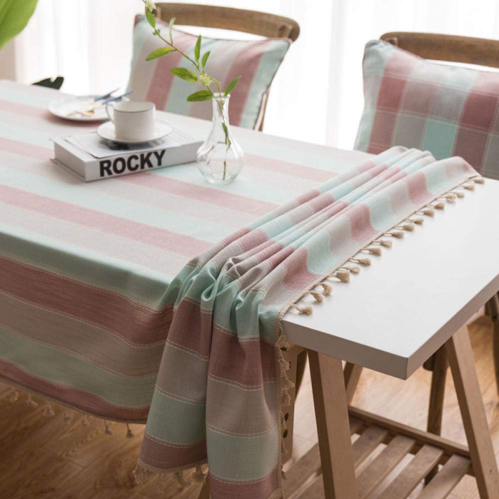 Imperméable Nappes Motifs Rectangulaires Coton et Lin Antitache Anti Taches Tissu Motif Rose 135 × 250cm