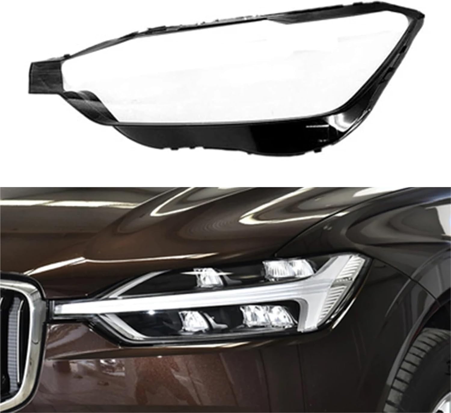 Compatible for Volvo XC60 2018~2024 Transparent Lampshade Headlamp Cover Glass Lamp Shade Car Front Headlight Glasses Shell Lens(Left)
