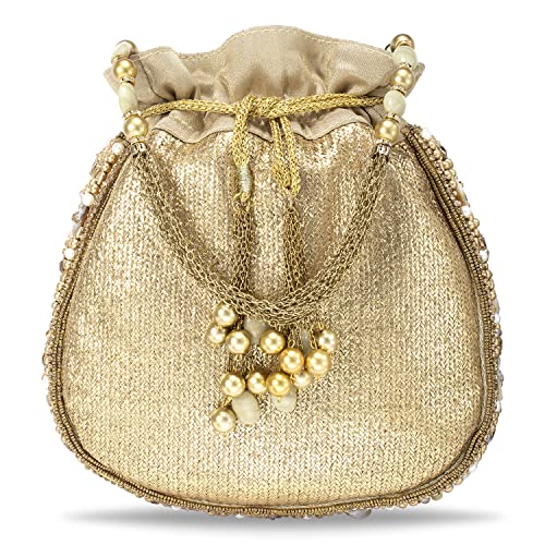 Aheli Indian Potli Bags For Women Evening Bag Clutch Ethnic Bride Purse With Drawstring #TOP4