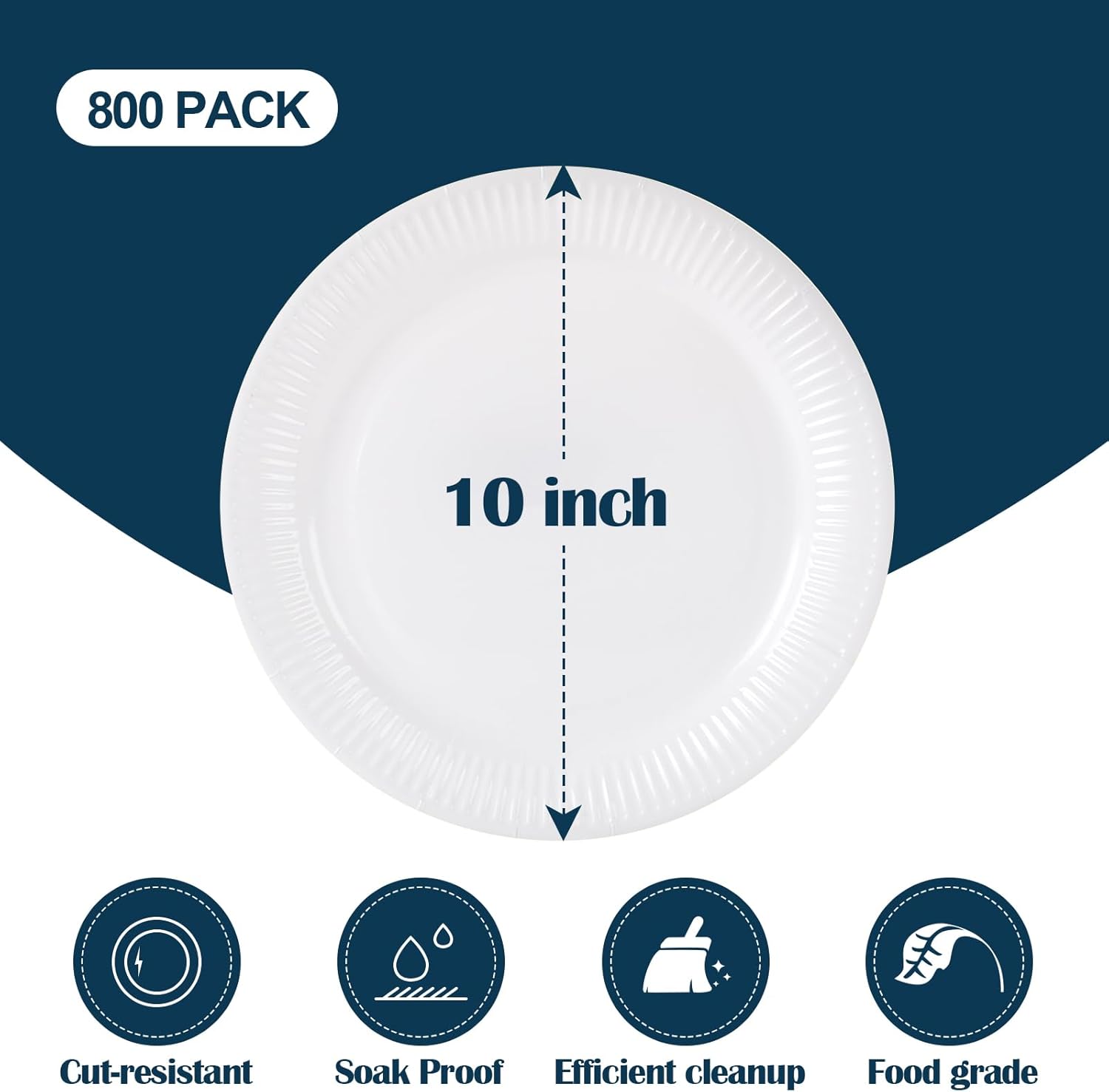 Lamosi Paper Plates 10 Inch, 800 Count Disposable Plates Bulk, Heavy Duty & Food Safe plate for Everyday Breakfast, Lunch, Dinner Meals