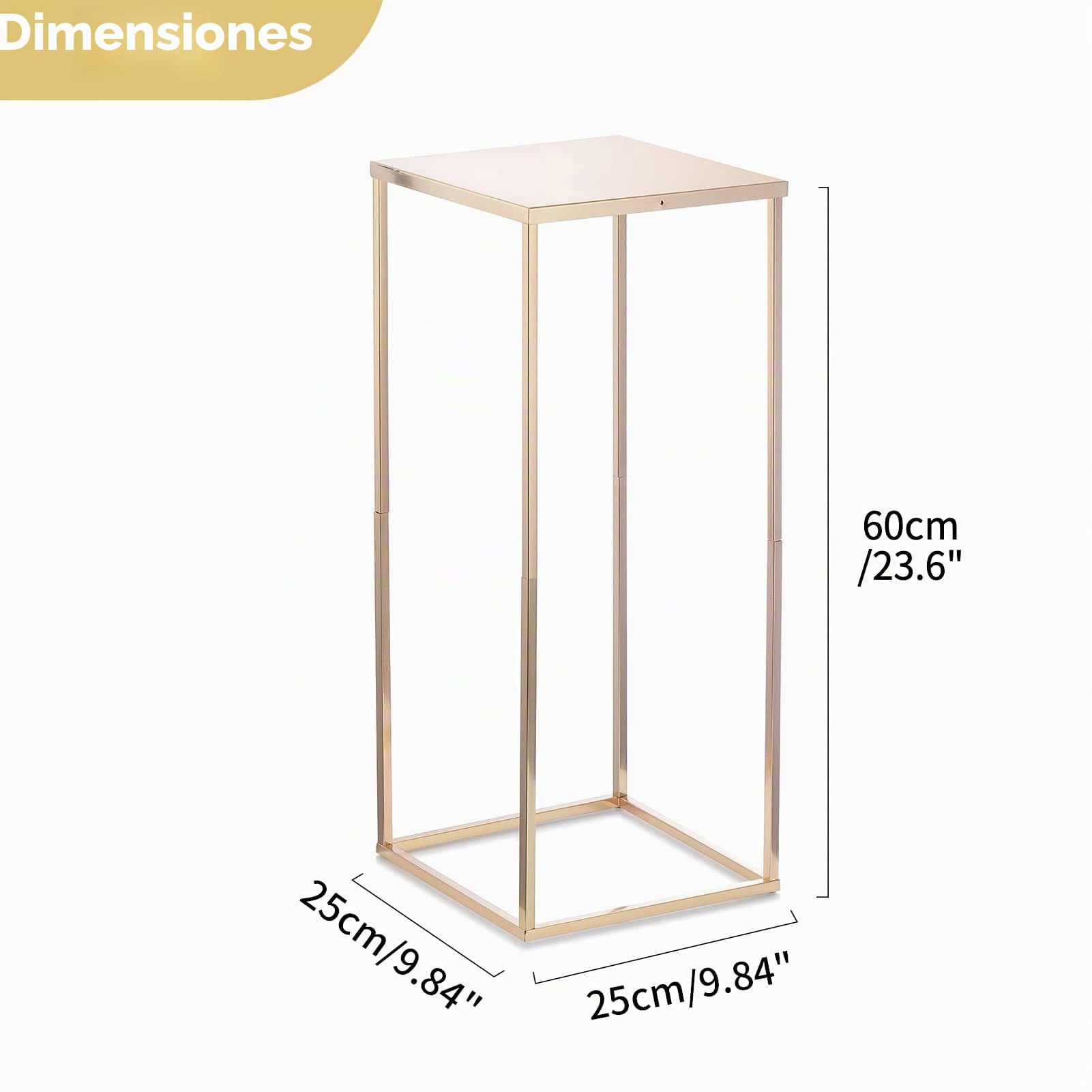 Nuptio Jarrón Oro para Centros Mesa Boda 2 Piezas 60cm Altura Flores Metal Jarrones Piso Columna Geométrica Pieza Central Se Encuentra Estante Pantalla Rectangular para Bodas Decoraciones Fiesta