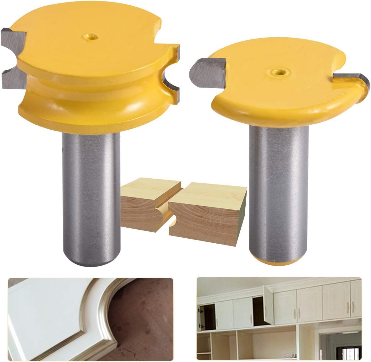 HOHXEN 2pcs/Set Router Bit 1/2" Shank 1-1/2" Diameter Canoe Flute and Bead Router Bit Sets for Woodworking Cutting Tool — image 1