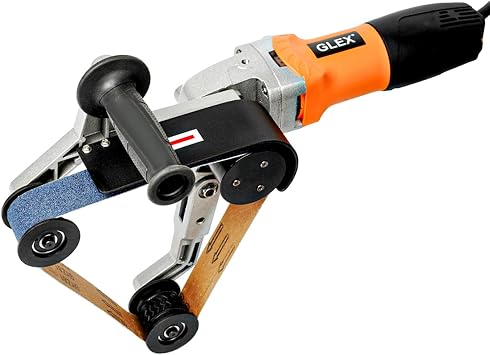 GLEX Stainless Round Tube Steel Pipe Sander Belt Grinder Drawing Machine 110V 800W with Alumina Oxide Sanding Grinding and Polishing