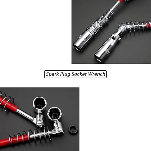Miniatura 6 de THandle - Juego de llaves de bujía universal, llave de enchufe flexible TBar, kit de herramientas de instalación de 3 piezas de 0.551 in (38
