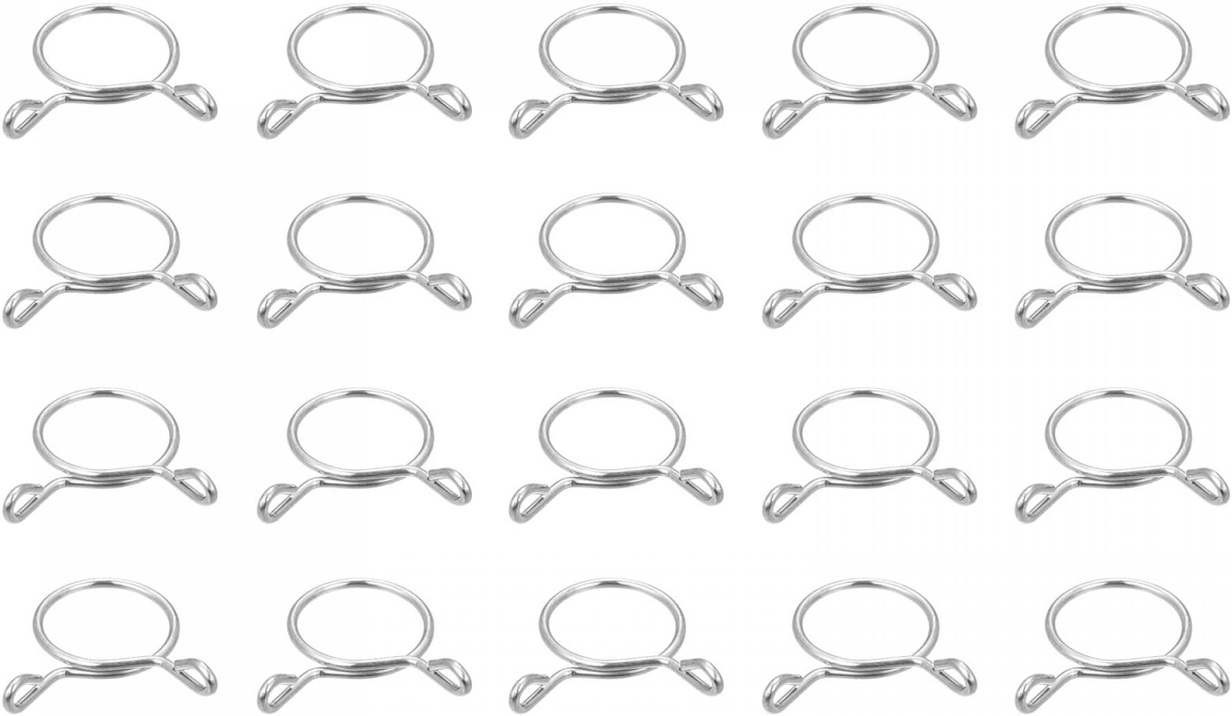 uxcell Fuel Line Hose Clips, 20pcs 20mm ID Fit 21.5-22mm OD Hose 304 Stainless Steel Water Pipe Air Tubing Spring Hose Clamps for Motorcycle Scooter