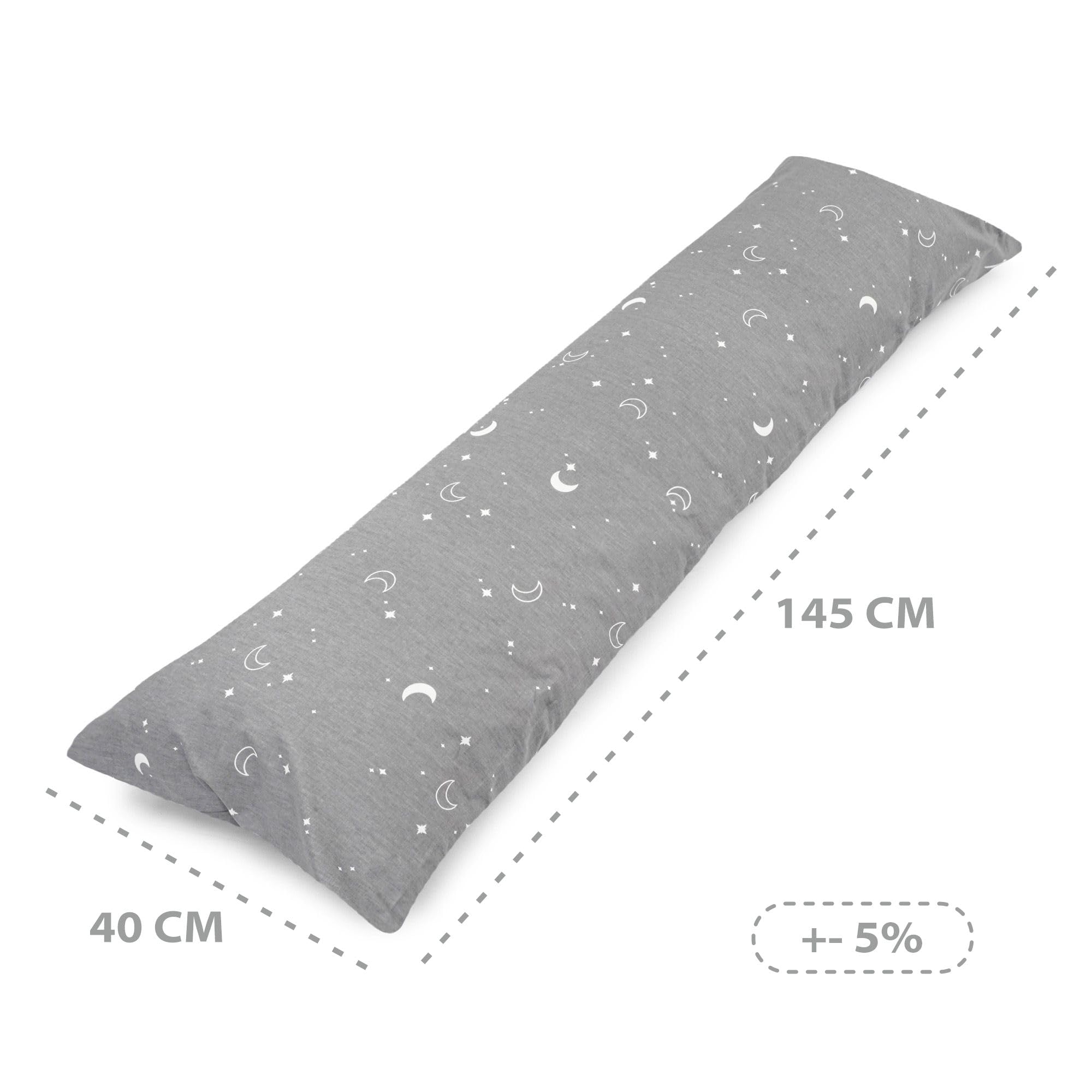 Totsy Baby Cuscino per chi dorme sul fianco con fodera Cottone 40 x 145 cm - cuscino comfort cuscino per dormire cuscino per traversina laterale cuscino per il corpo Lune