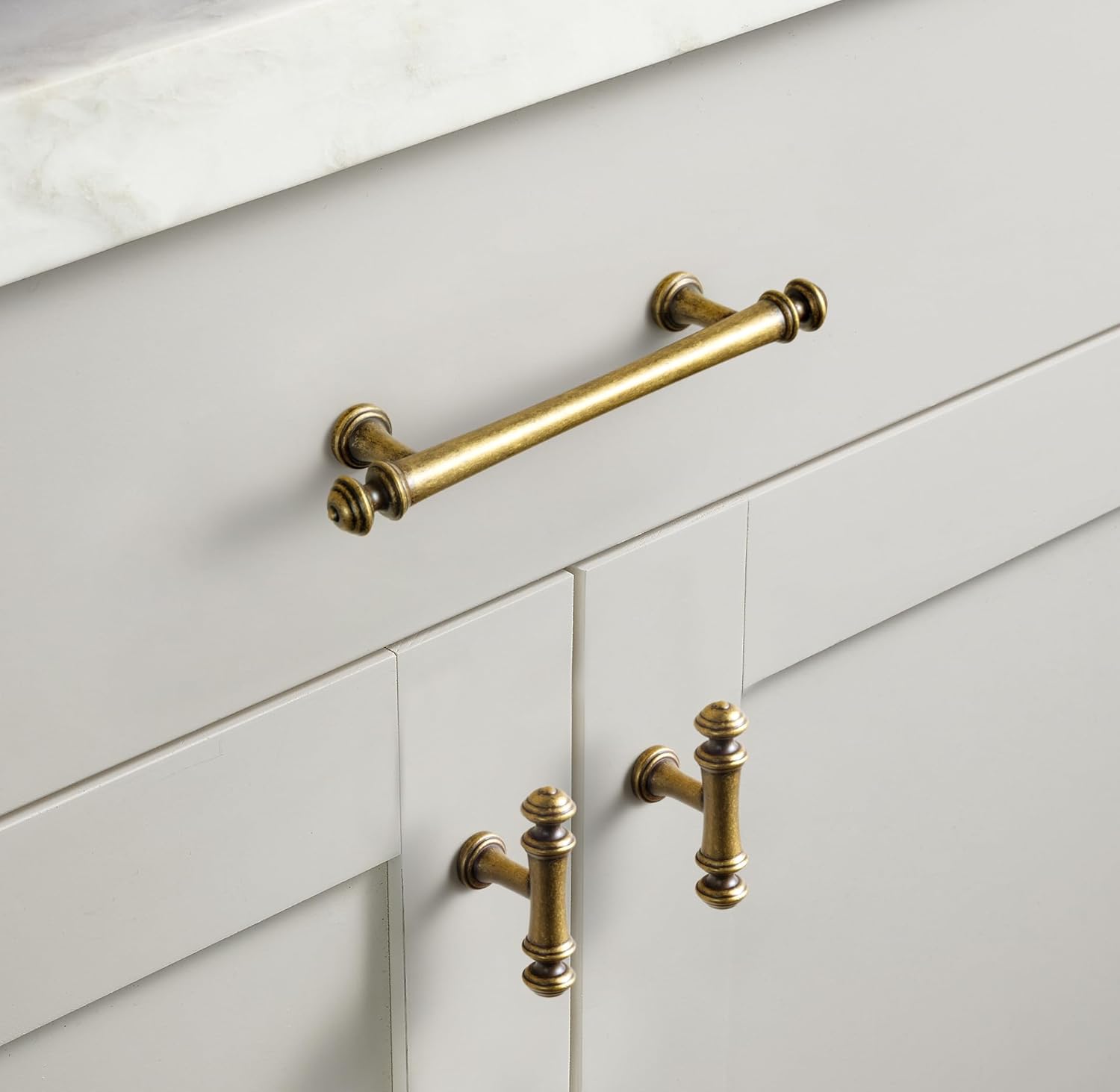 Goo-Ki 6 Pack 7-1/2 in (192mm) Hole Center Cabinet Pulls Antique Brass Zinc Alloy Kitchen Drawer Pulls Drawer Handles 9618-GT-192