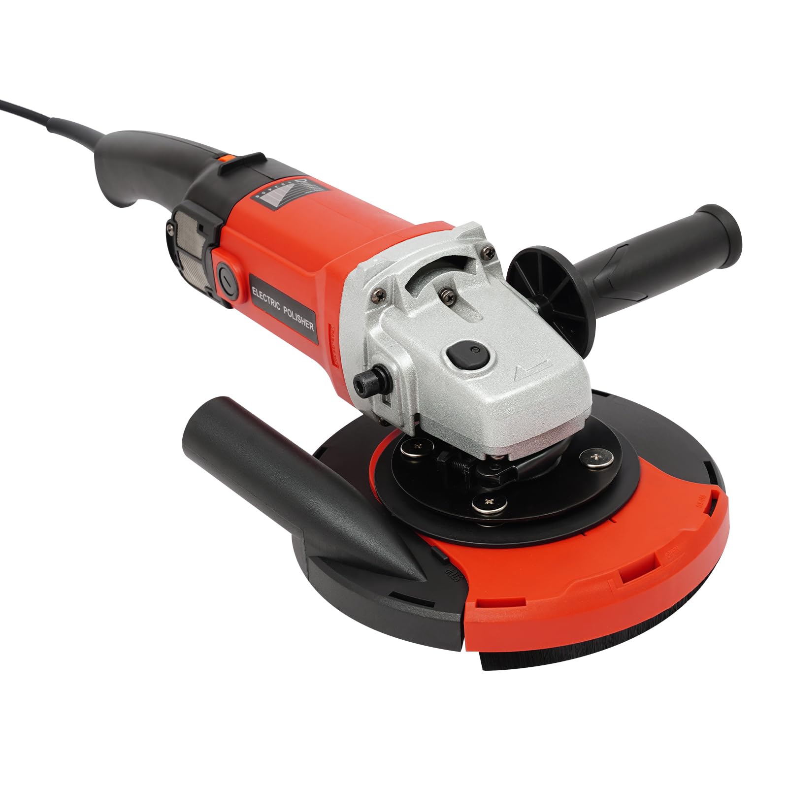 Amoladora de hormigón, amoladora angular de 1580 W, diámetro del disco 180 mm, velocidad ajustable de 6 velocidades, para rectificar diferentes materiales (rojo)