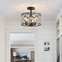 Vista 23 de AGV LIGHTING CL005BB K9 Crystal Semi Flush Mount Ceiling Light Fixture, Modern Design, E12 Base 3-Lights, D13 x H15, Chrome & Matte Black Finish