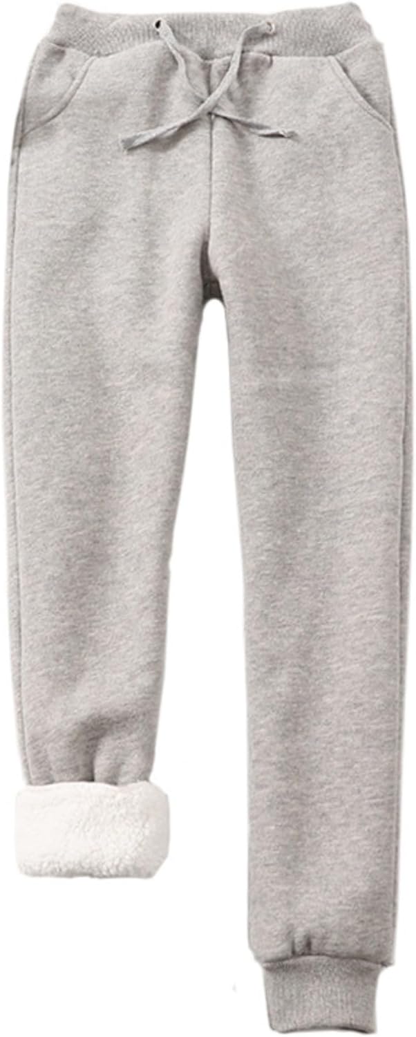 Women's Warm Sherpa Fleece Lined Athletic Sweatpants Jogger Pants