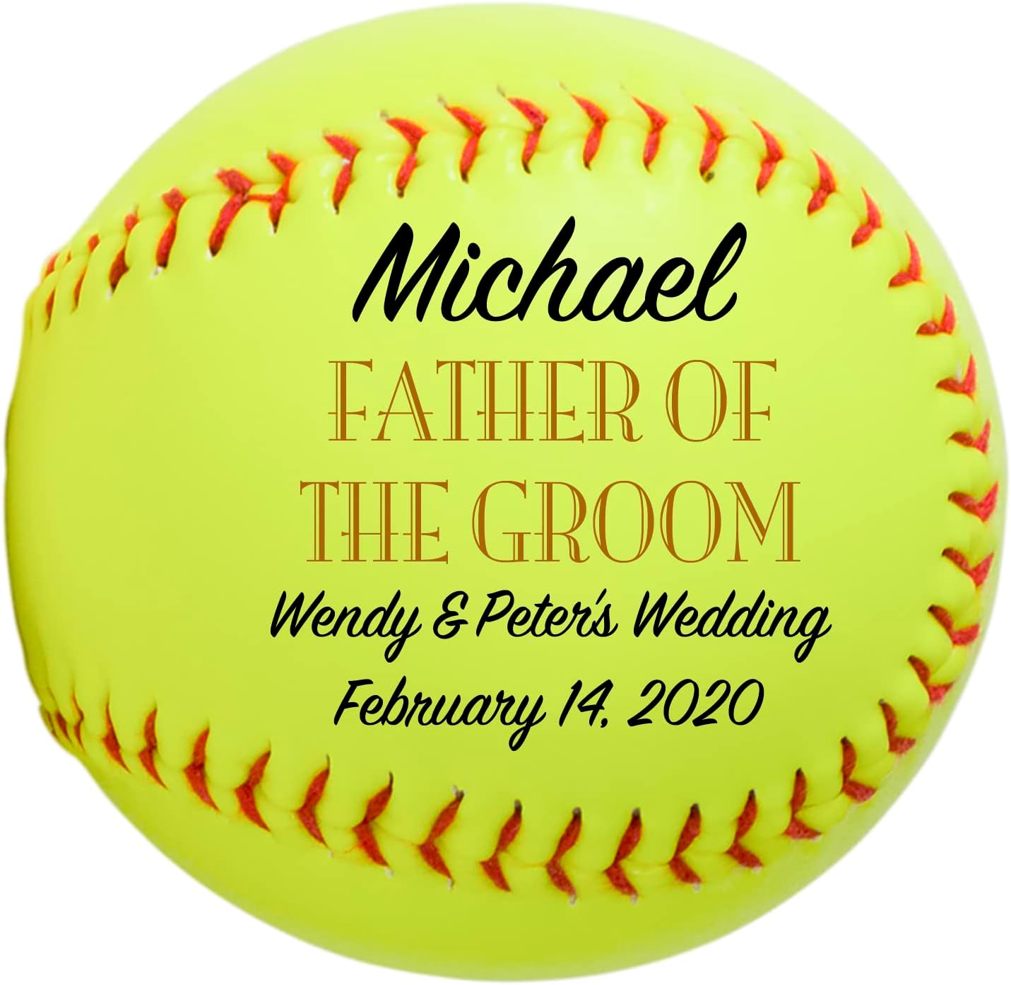 Personalized Custom Softball Wedding Gift, Groomsman, Best Man, Bridesmaid, Ring Bearer Keepsake Gift (Mother of The Bride)