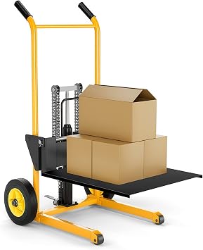 Hydraulic Material Lift,Foldable Winch Stacker 440 Lbs Removable Steel Platform Board for Construction,Warehousing,and DIY Projects