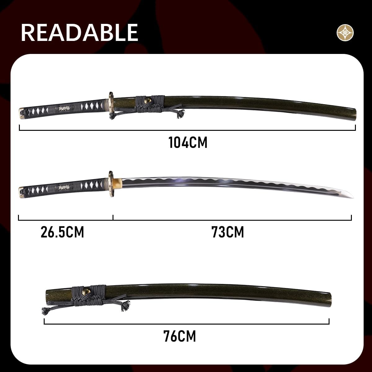 Japanese Samurai Katana Sword, 1060 High Carbon Steel Traditional Handmade, Blue Flame Full Tang, High-Performance/Razor-Sharp, Gifts for Men/Boys