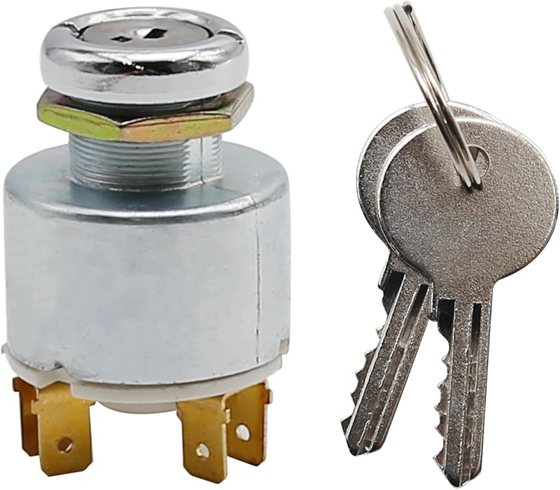 31973K4183 Waterproof Ignition Key Starter Switch with 3 Position 5 Terminal 2 Keys Suitable for Cars, Motorcycles, Boats Tractor,Trailer, Digger, Agricultura Replaces SPB501,551508G