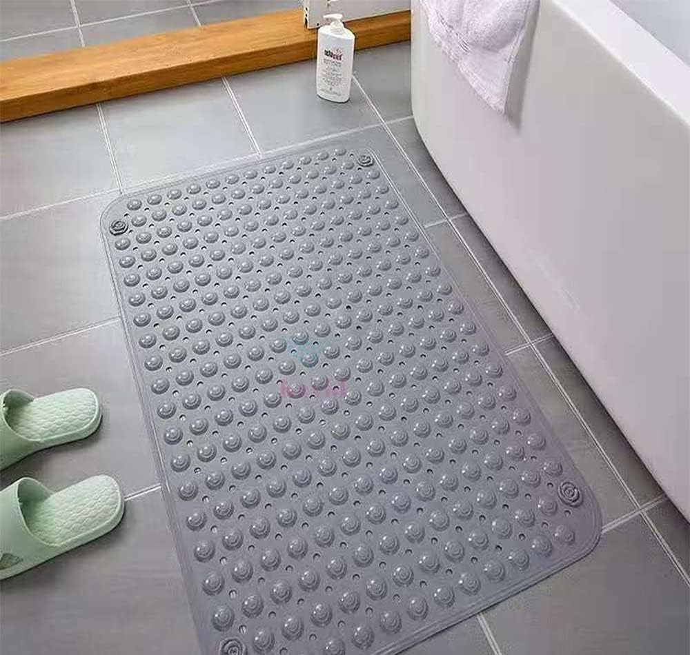 KAVID Non-Slip PVC Rubber Bath Mat with Suction Cup for Bathtub and Shower Bathroom (70x37 cm,Grey)