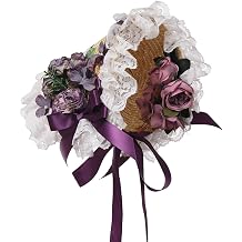 COSDREAMER Women Victorian Tea Party Sun Hat Bows Flowers Straw Hats