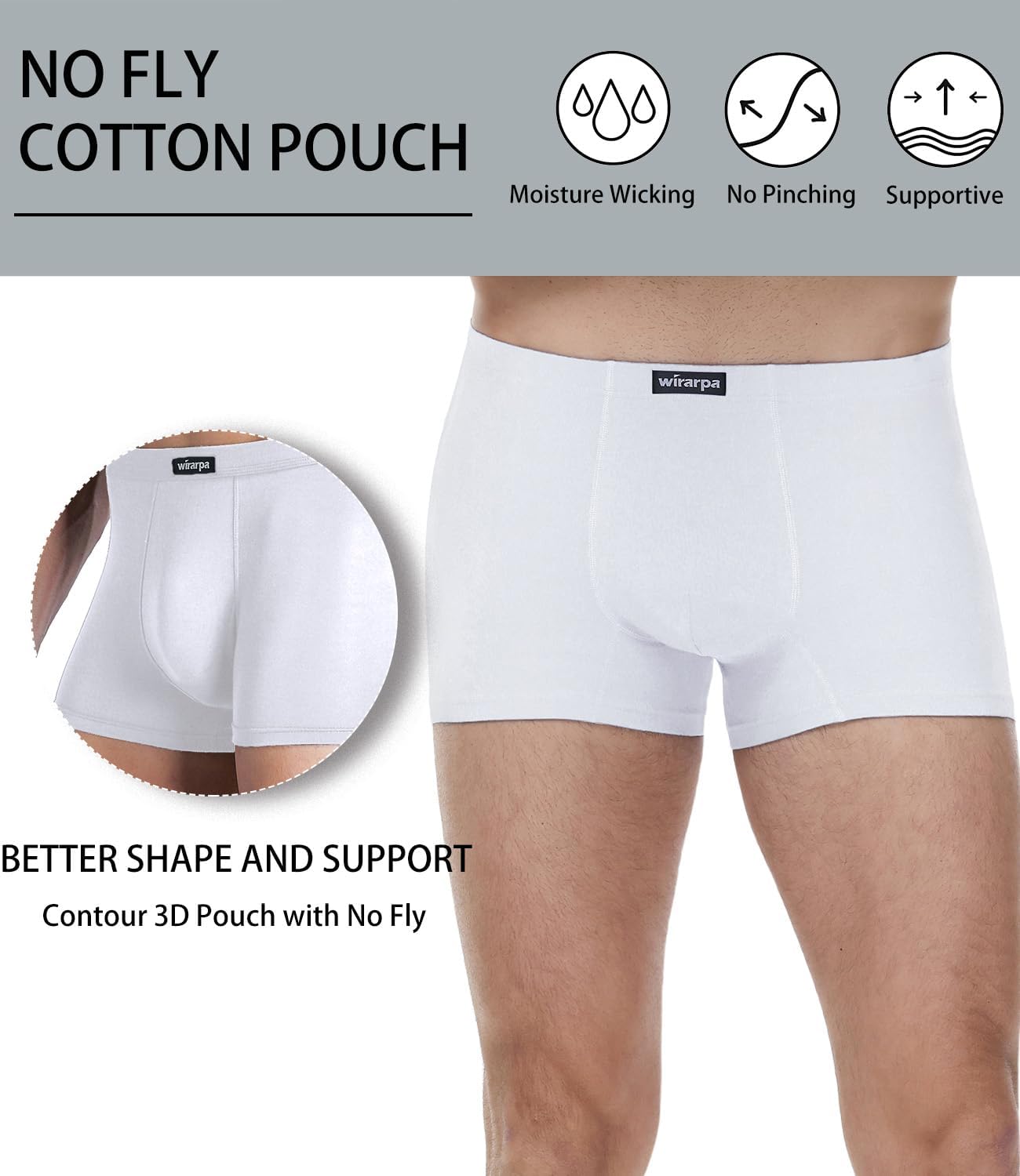 wirarpa Men's Cotton Trunks Underwear Short Leg Covered Band Boxer Briefs 4 Pack - Image 4