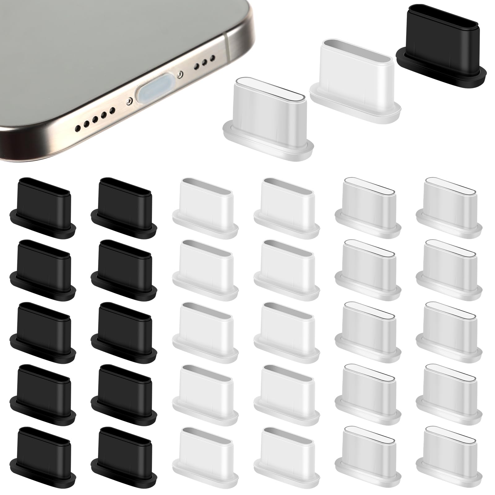 Lot De 30 Bouchons Anti-Poussière USB-C Et Jack 3,5 Mm - Protections En Silicone Pour Ports De Téléphone, Tablette, PC