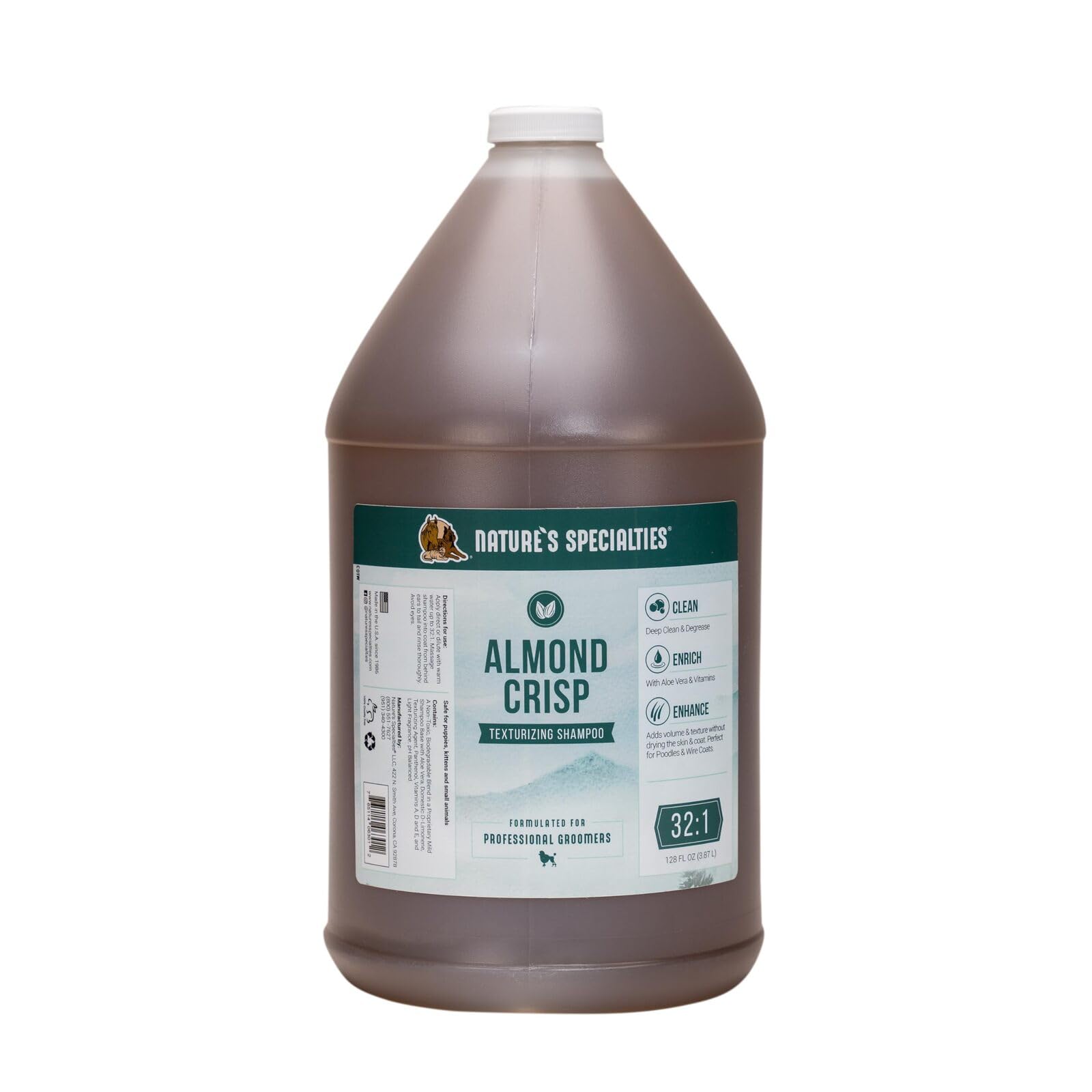 Nature's Specialties Almond Crisp Hundeshampoo - Tiefenreinigendes & Aufbauendes Hundeshampoo - Verleiht Struktur & Volumen - Ideal für Ausstellungsfelle - Lang Anhaltender Duft, 3.8L