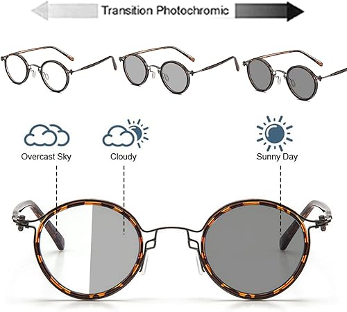 Miniatura 8 de Gafas de sol vintage redondas progresivas multifocales presbiciosas fotocromáticas grises para hombres y mujeres lectores