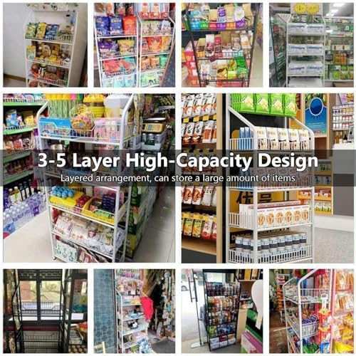 Store Display Rack Wall Mounted Storage Rack Supermarket Convenience Store,Supermarket Shelf Display Rack - Black/White Utility Shelves with Removable Hooks for Chips, Snacks, Packaged Foods