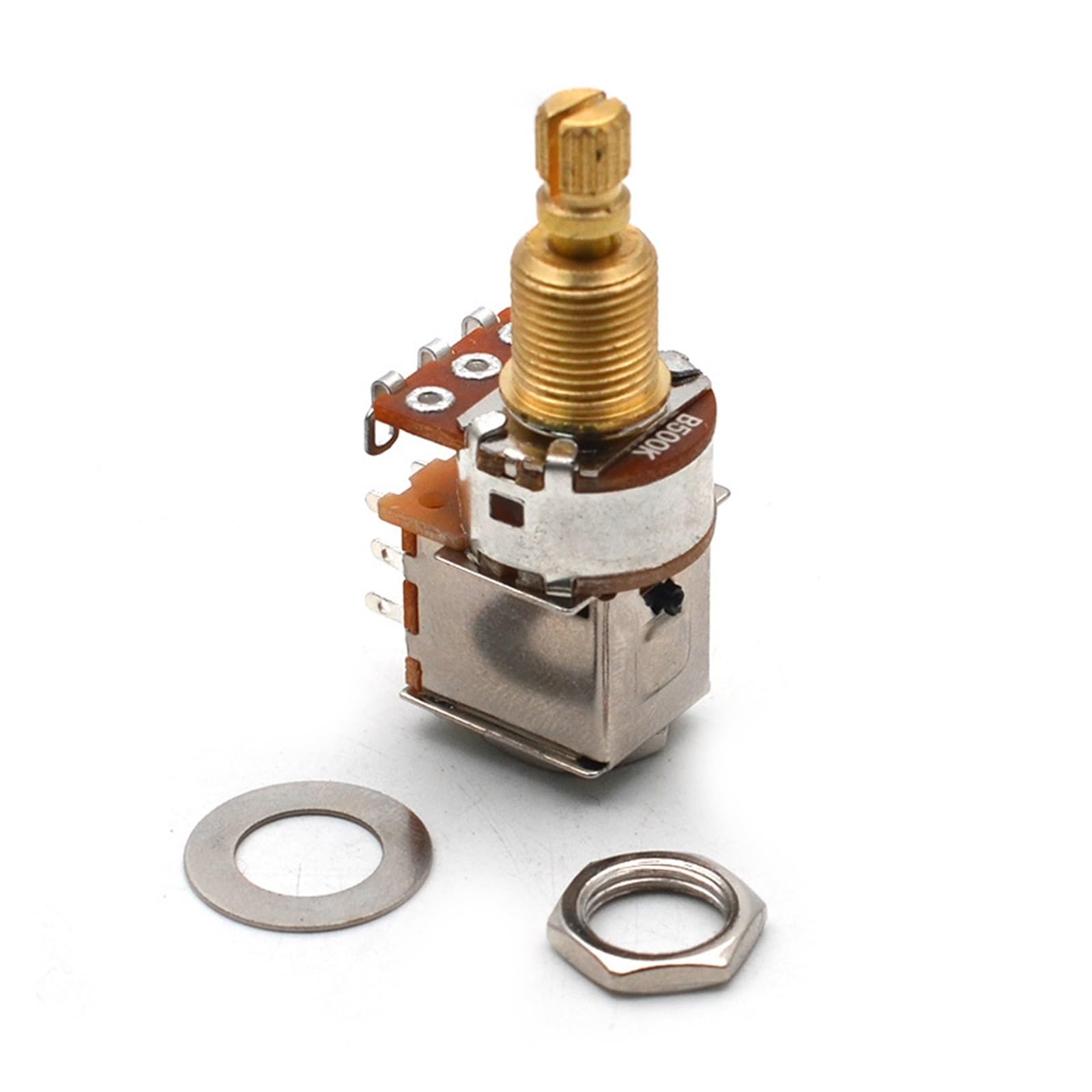 2 potenciómetros de control de empuje/empuje de eje de latón - A500K/B500K/A250K/B250K, for piezas de guitarra(B500K 2Pcs)