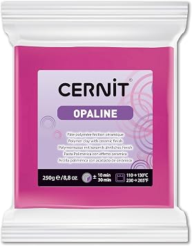 CERNIT CE0880250460C - A Packet of Opaline Effect Polymer Clay Block - Modelling and Baking Clay - Magenta Colour- 250 g Block - Manufactured in Belgium