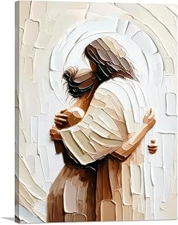Palette Dreams Woman Lying Safely in the Arms of Jesus Jesus Canvas Wall Art Wall Decor Christian Painting Print Poster for Bedroom Church Living Room 12 x 16 Inch