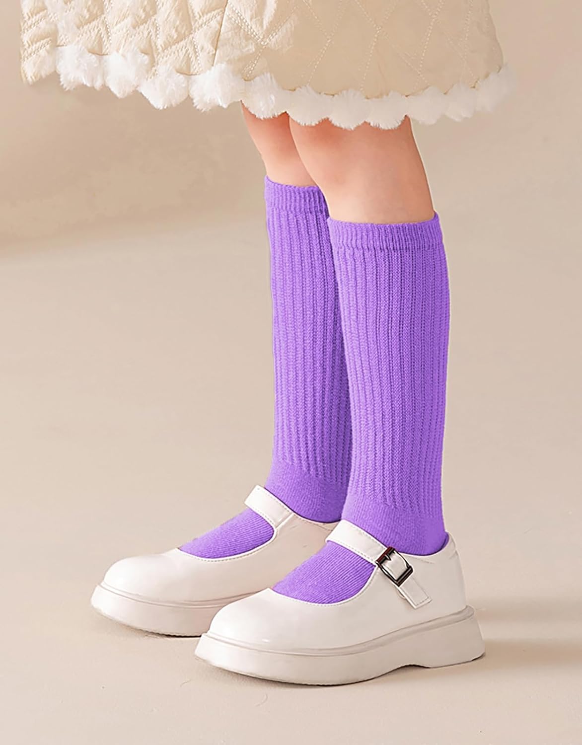 2 Pairs Kids Slouch Socks Girls Toddler Knee High Tube Long Boot Crew Slouch Socks - Image 2