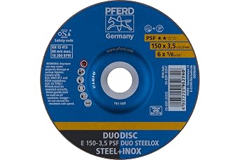 PFERD 6" PSF DUODISC STEELOX Combination Cutting and Grinding Wheel - Type 27, Aluminum Oxide, 1/8" Thick, 7/8" Arbor, 10200 RPM Pack of 10 - Part 63335