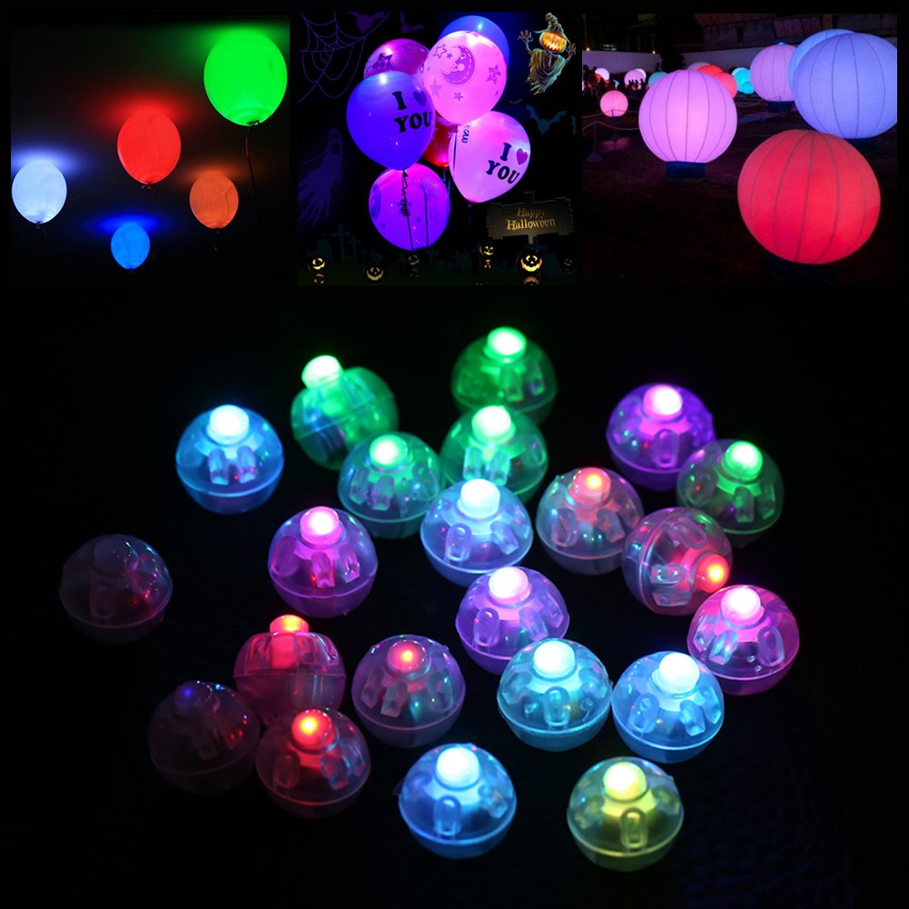 Yosoo 100 Stück Runde LED-Ballon-Lichter – RGB-Farbwechsel, Einweg-Dekoration Für Hochzeit, Weihnachten, Party