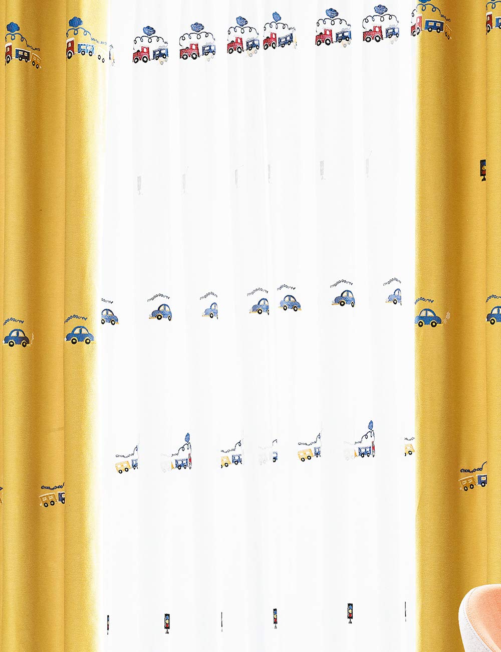 Tenda Per Cameretta Bambini Lactraum Con Motivo Marittimo – 145x245 Cm, Ricami A Vela E Ancora, Voile Con Nastro Arricciato, Facile Da Appendere