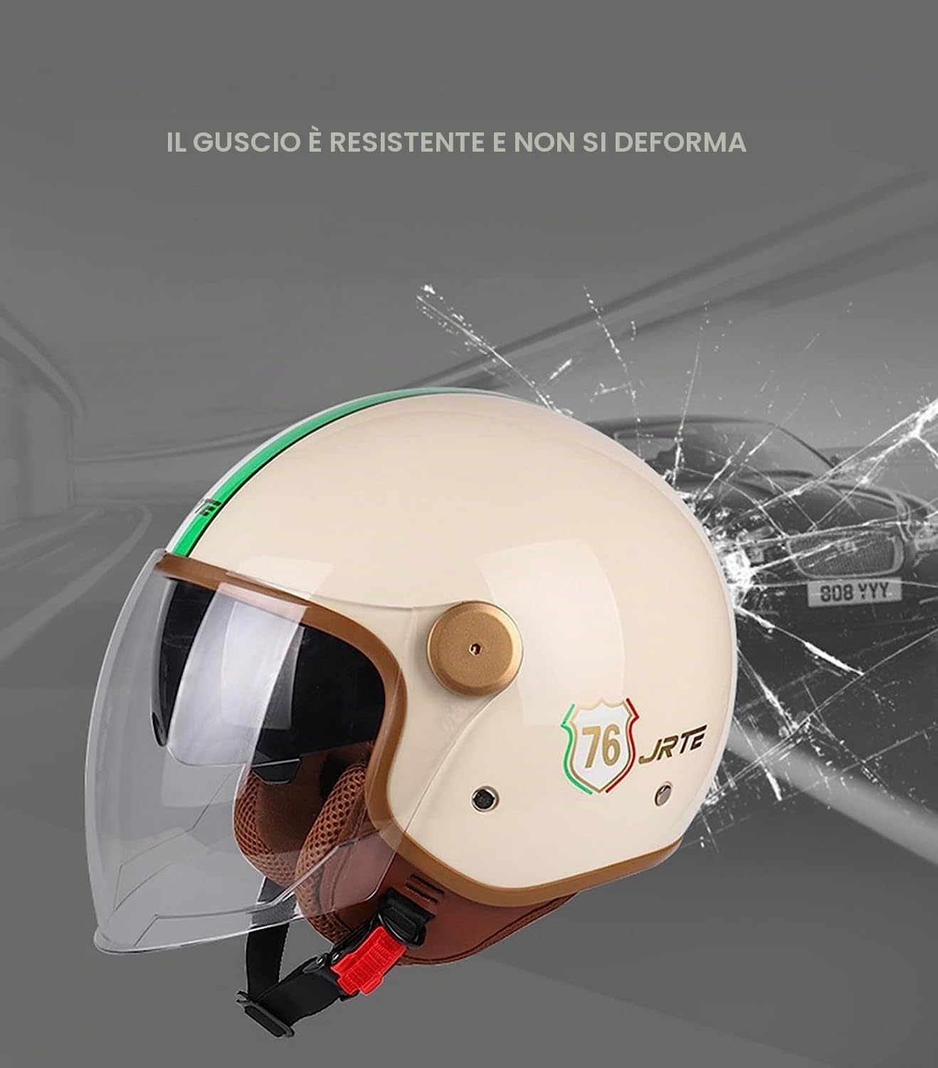 Casco Aperto Con Visiera Parasole, Omologato ECE Mezzo Casco Moto Doppia Visiera Casco Moto Ciclomotore Cruiser Bobber E Chopper Per Uomo E Donna Approvato DOT/ECE