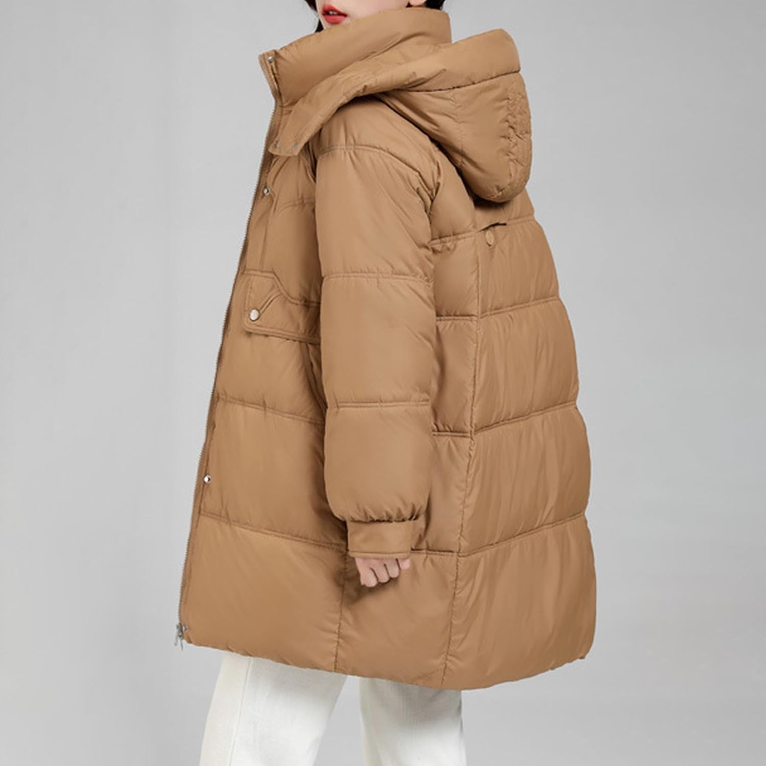 Winter Coats for Women Puffer Jacket Hooded Warm Winter Long Coat Thickened Down Alternative Jacket Quilted Outwear