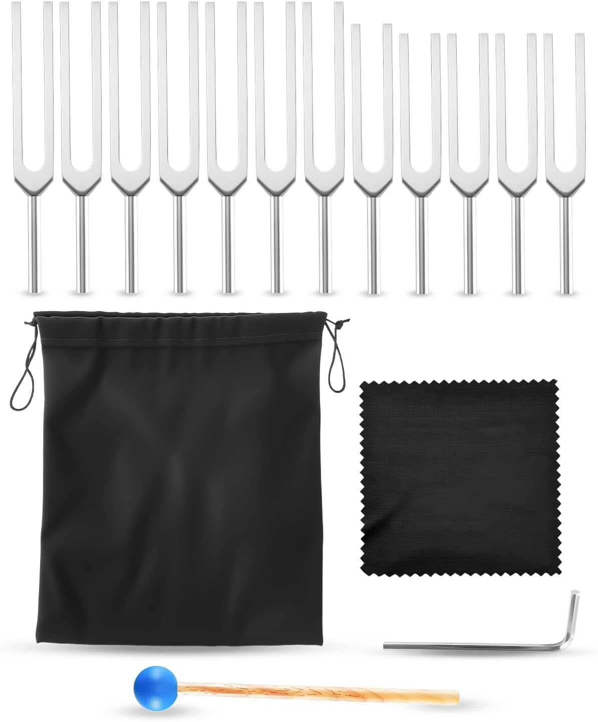 Solfeggio Tuning Fork Set, 11 Tuning Forks(252.44Hz, 282.54Hz, 442.46Hz, 272.2Hz, 420.88Hz, 289.44 Hz, 367.16 Hz, 295.7 Hz, 422.88 Hz, 414.72 Hz, 280.5 Hz)