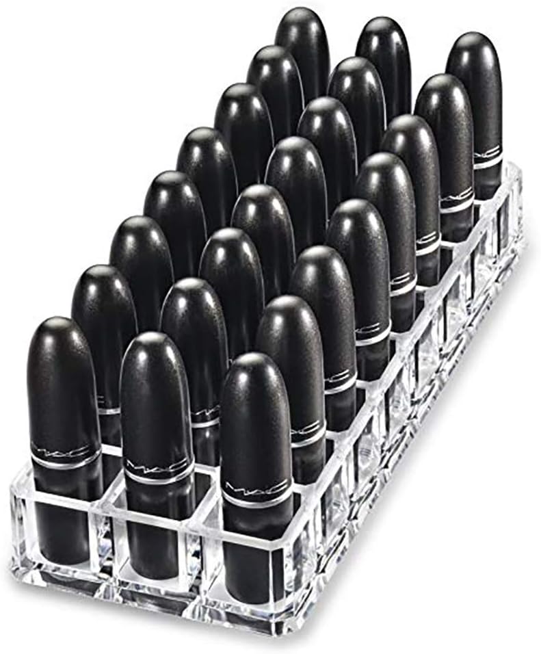 Lipstick Holder Makeup Multi level 24 Section Organizer Acrylic Makeup Lipstick Lipgloss Organizer -clear plastic make up organizers for brushes lip storage Cosmetic containers for great vanity tray