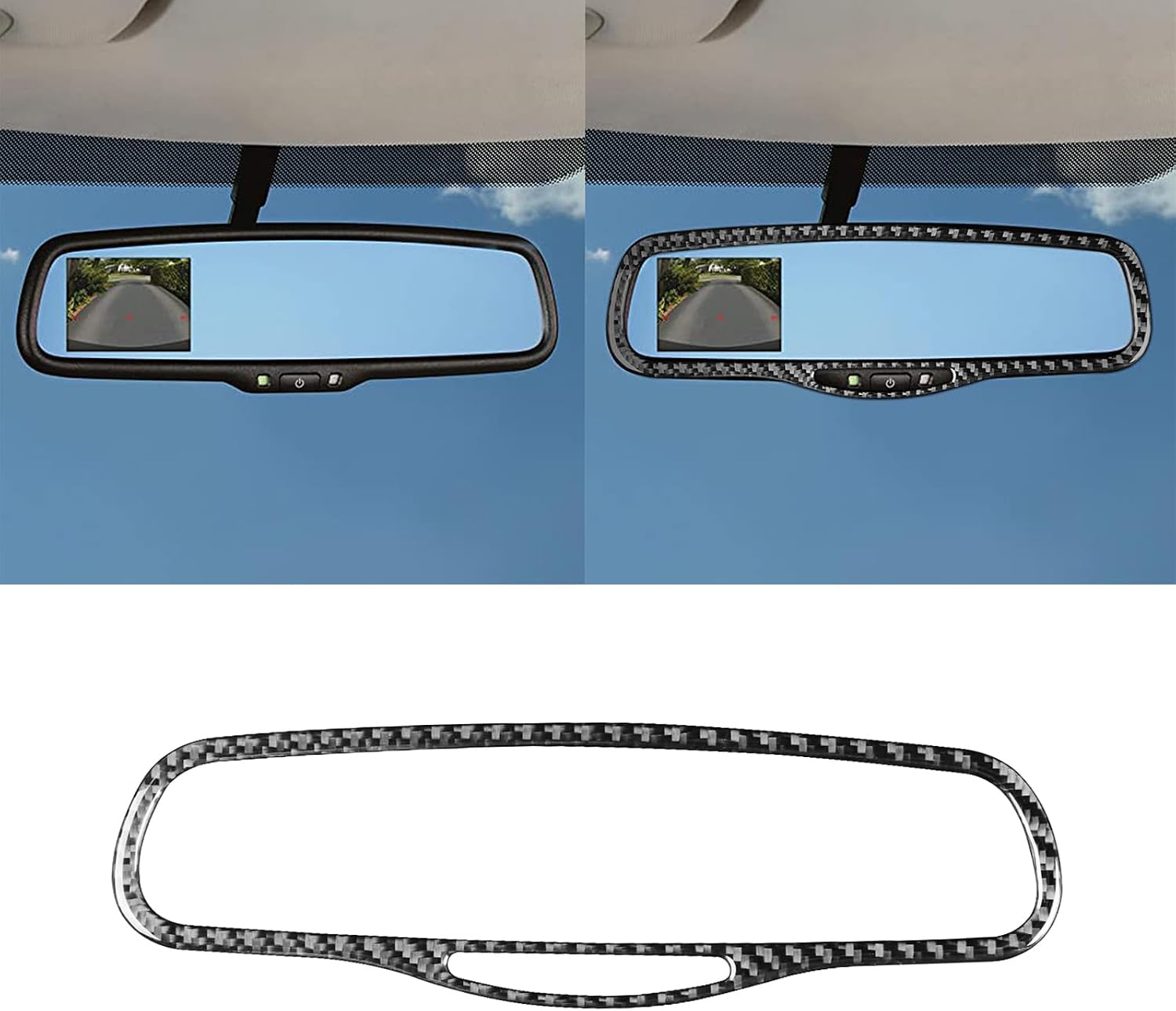 Real Premium Soft Carbon Fiber Interior Accessories Sticker Compatible with Chrysler 300 300C 2005 2006 2007 Car Interior Rearview Mirror Frame Decoration Decal Style A Black