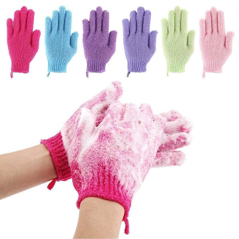 COSLUXE Double Sided Exfoliating Gloves Body Scrubber Scrubbing Glove Bath Mitts Scrubs for Shower, Body Spa Massage Dead Skin Cell Remover, for Men,Women and Children (2 Pairs)-image-31