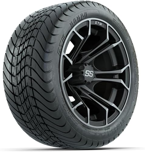 GTW Combo de ruedas y neumáticos para carrito de golf de 12 pulgadas  GTW Spyder gris materuedas mecanizadas en neumáticos Mamba Street 21535-12