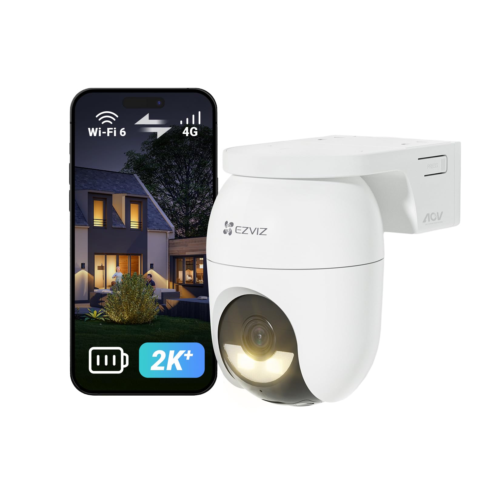 EZVIZ CB8 Lite 4G Outdoor WiFi Surveillance Camera with 4MP Battery, 360° PTZ with AOV, Person/Vehicle Detection, Color Night Vision, Auto Tracking, Two-Way Audio, Active Defense