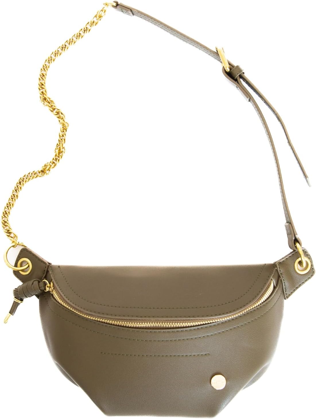 Belt Bag for Women - Catherine Vegan Leather Belt Bag by MODERN+CHIC, Luxury Crossbody Bag with Adjustable Chain Strap, Gold Hardware and Interior Pocket, Chest Bag for Fashion & Travel (Olive Green)
