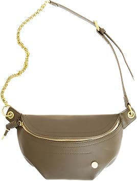 Belt Bag for Women - Catherine Vegan Leather Belt Bag by MODERN+CHIC, Luxury Crossbody Bag with Adjustable Chain Strap, Gold Hardware and Interior Pocket, Chest Bag for Fashion & Travel Olive Green