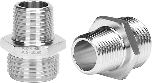 Miniatura 1 de Adaptador de manguera de jardín apto para beber, 34 pulgadas GHT macho x 12 pulgada NPT macho resistente forja manguera de jardín de acero