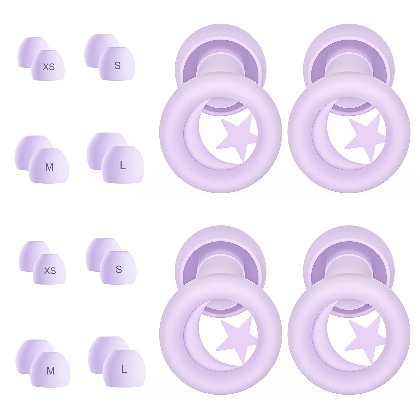 Ear Plugs for Sleep - 2 Pairs, Premium Ultra-Soft Silicone Ear Plugs Noise Cancelling 33dB Reusable Earplugs for Sleeping, Snoring, Travel, Flights, Work, Focus - 8 Pairs Ear Tips in XS/S/M/L