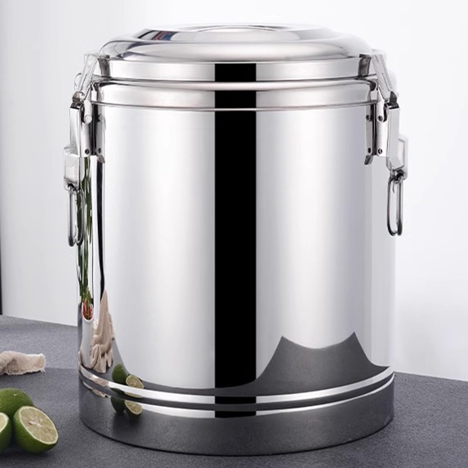 asdchZen Hot Water Dispensers,Stainless Steel Insulated Barrel, 304 Stainless Steel Insulated Beverage Dispenser Cold And Hot Drink Dispenser Thermoss Bucket,Silver-10L