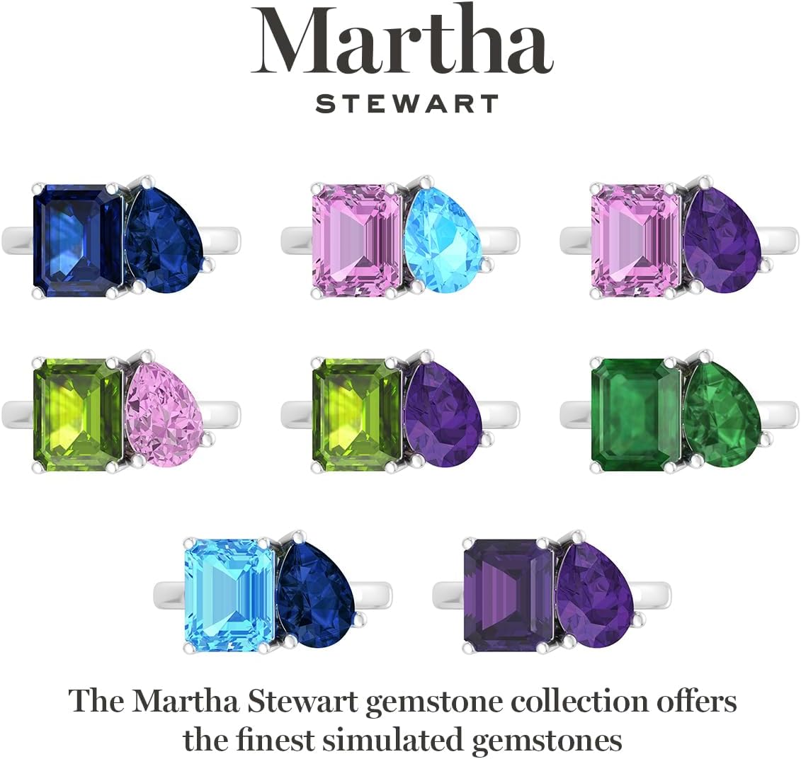 Martha Stewart 4 3/4 Carat Two Stone Gemstone Ring For Women in Sterling Silver, Gemstone Jewelry For Women