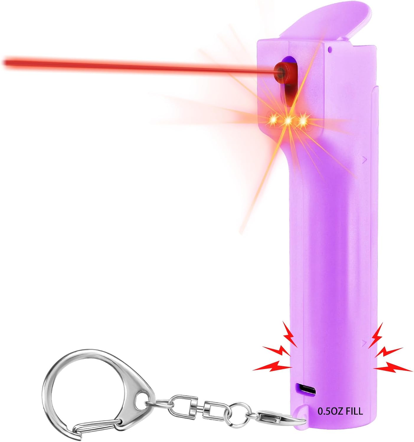 3-in-1 Pepper Spray Personal Alarm, 0.5oz 12ft UV Marking Dye Gel, 140dB Siren Red Strobe, Quick Accurate Aiming, Rechargeable Self Defense Safety Keychain, Refill Cartridge, Women Men College Student