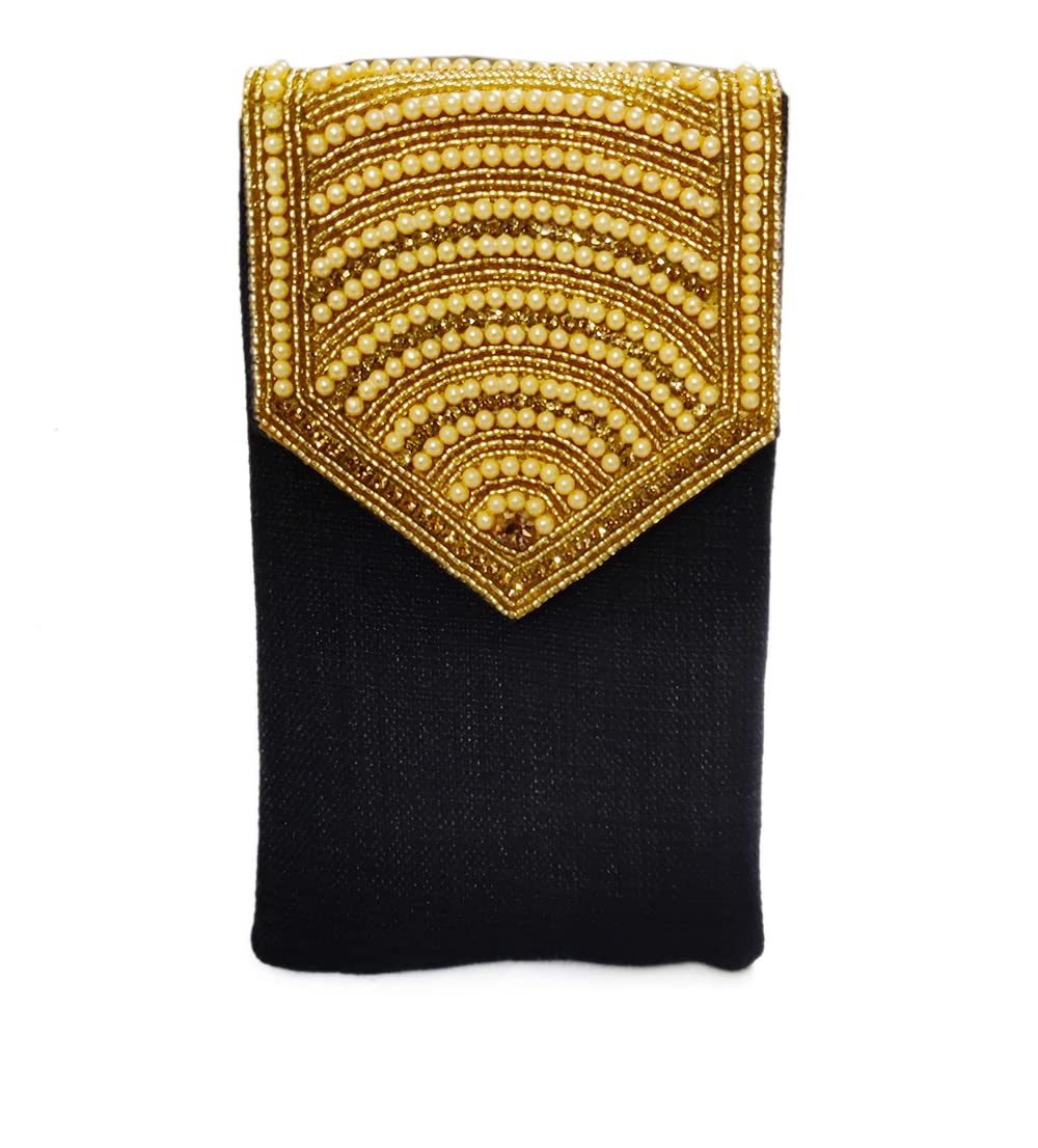 Presents Handicraft Ladies Traditional Mobile Phone Pouch Sling Wallet Saree Waist Clip Hook Gift for Women|Designer Jute Mobile Clutch Mobile Pouch (Golden)-image-19