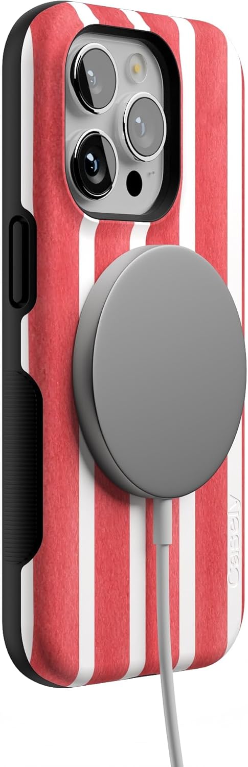 Casely iPhone 14 Pro Case | East Coast Summer | Red Stripes | Bold Protective Design | Compatible with MagSafe