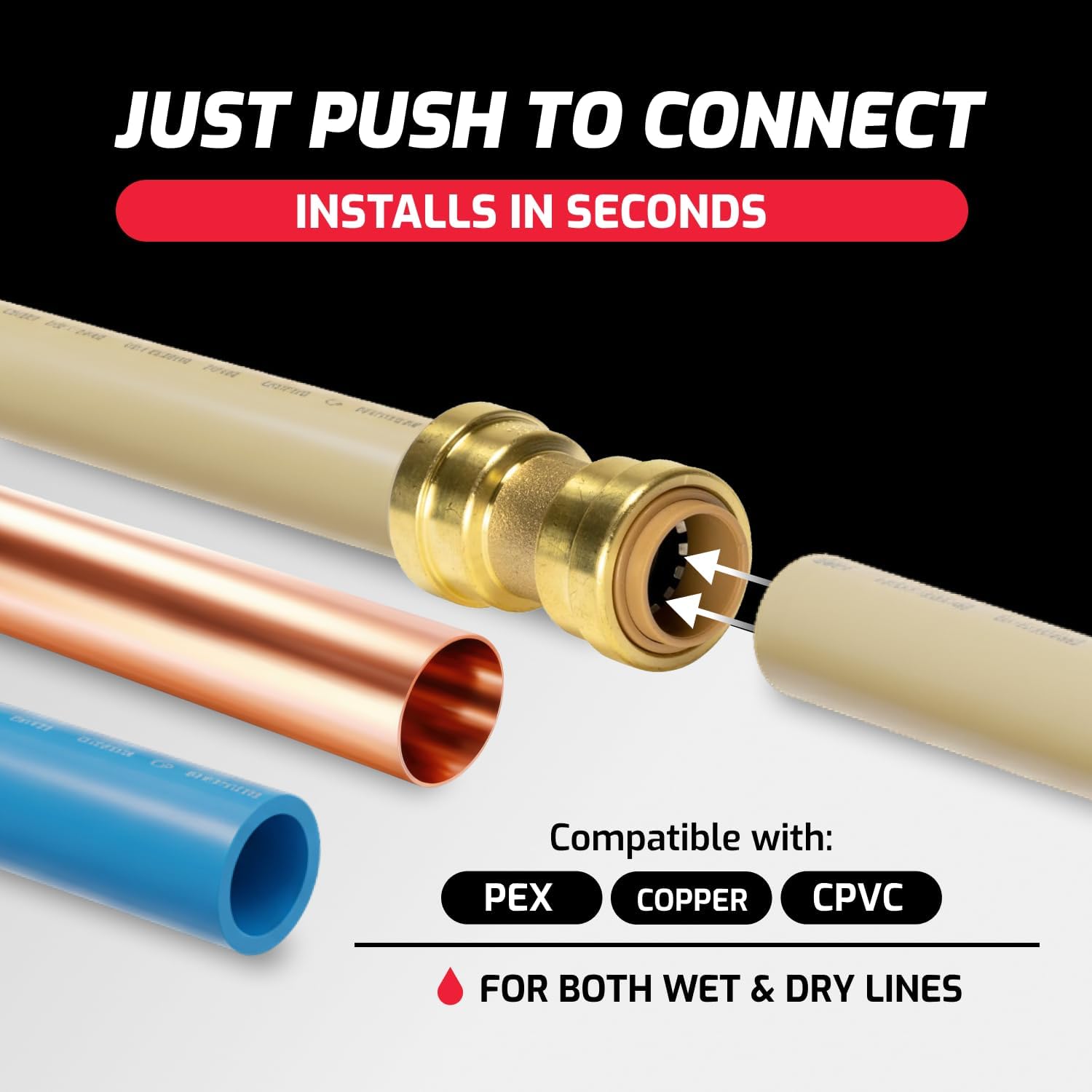 Accesorios de fontanería de codo de 1 pulgada con herramienta de extracción de clip deslizante, accesorios de latón para cobre, PEX y CPVC, certificado sin plomo (paquete de 2)